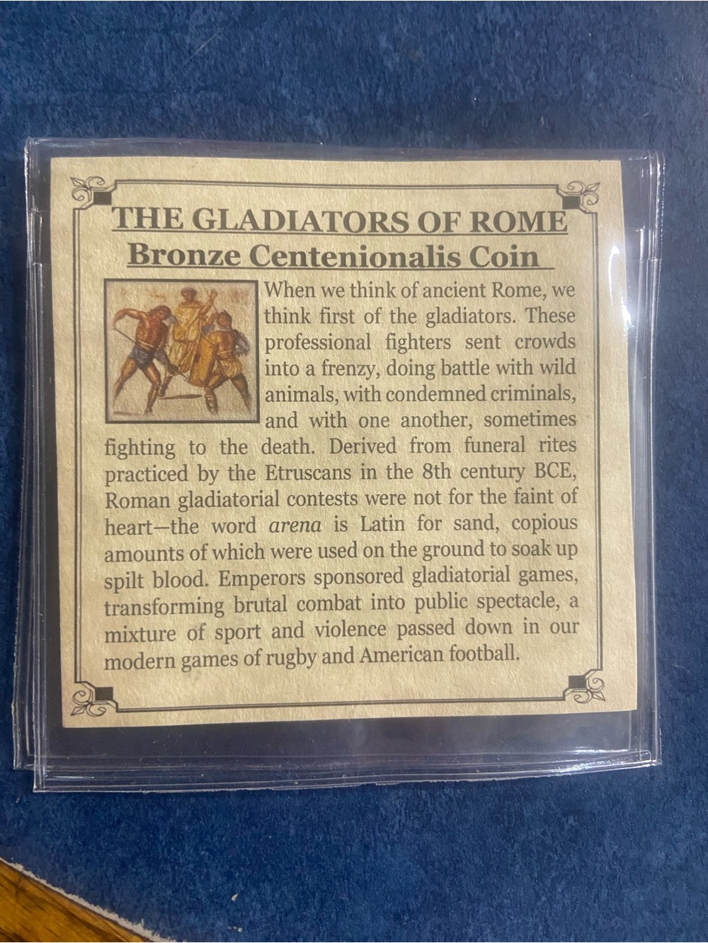 The Gladiators of Rome Bronze Centenionalis Display Card - Beige